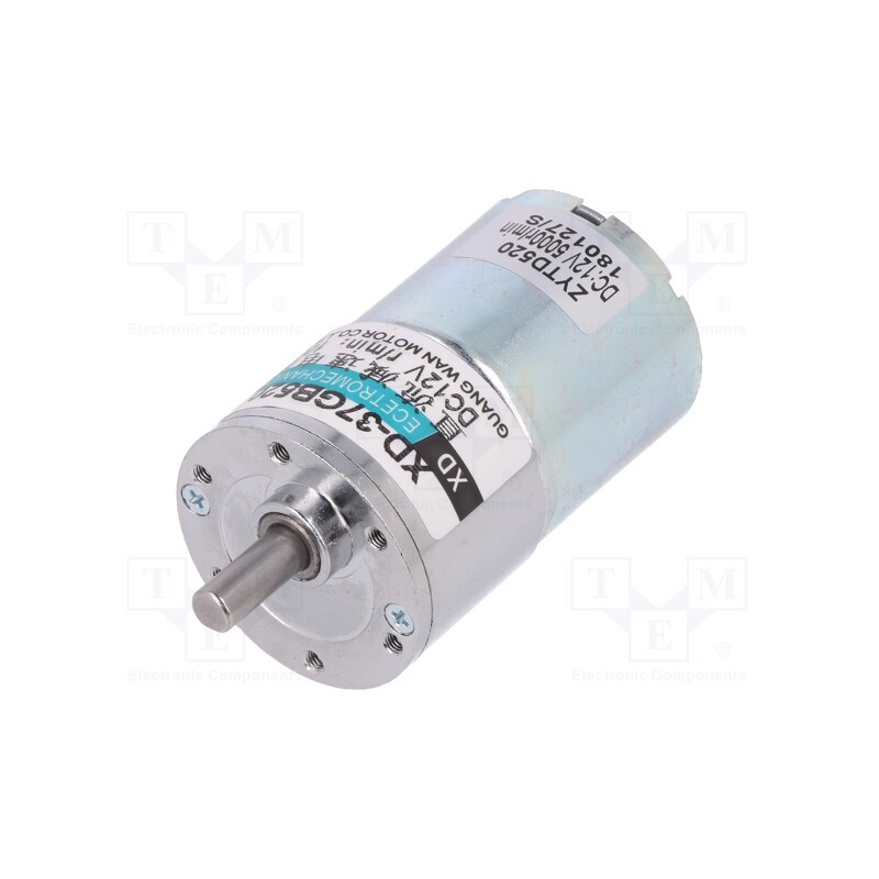 1 pcs x DFROBOT - FIT0492-B - Motor: DC, with gearbox, 12VDC, 2.19A, Shaft: D spring, 93rpm, 50: 1