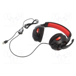 1 pcs x GEMBIRD - GHS-U-5.1-01 - Headphones with microphone, black,red, USB A, headphones, 2m