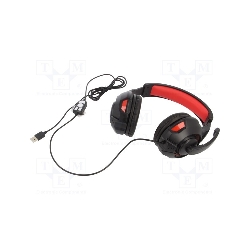 1 pcs x GEMBIRD - GHS-U-5.1-01 - Headphones with microphone, black,red, USB A, headphones, 2m