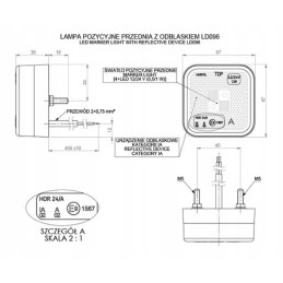 Square marker lamp, reflector, white marker