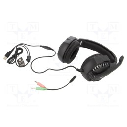 1 pcs x GEMBIRD - GHS-06 - Headphones with microphone, black, Jack 3,5mm, headphones, 2m