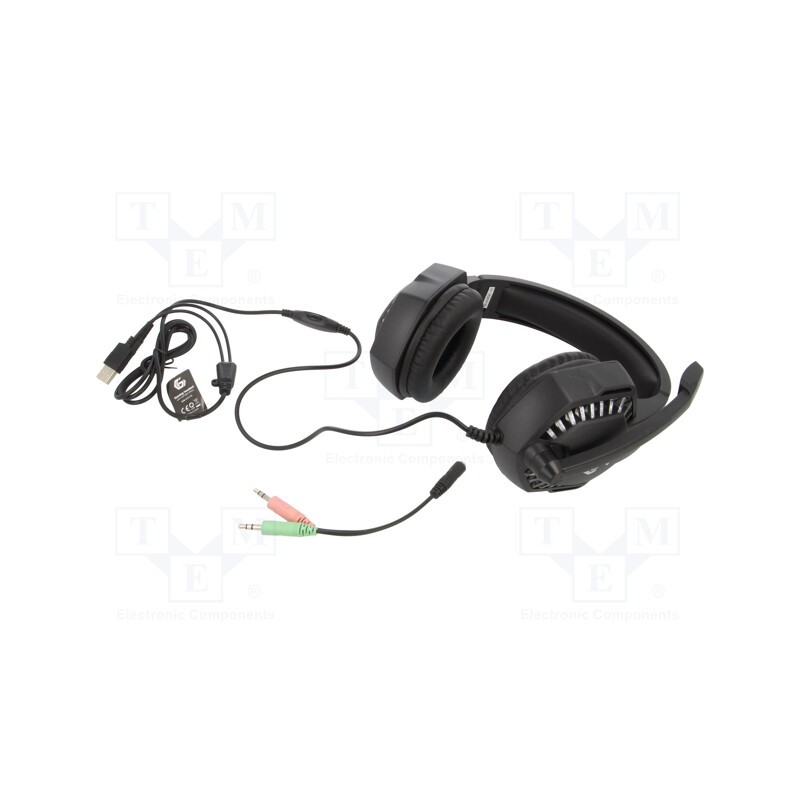 1 pcs x GEMBIRD - GHS-06 - Headphones with microphone, black, Jack 3,5mm, headphones, 2m