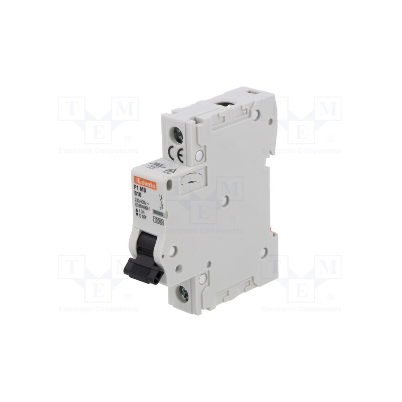 1 pcs x LOVATO ELECTRIC - P1MB1PB10 - Circuit breaker, 230VAC, Inom: 10A, Poles: 1, Charact: B, 10kA, IP20