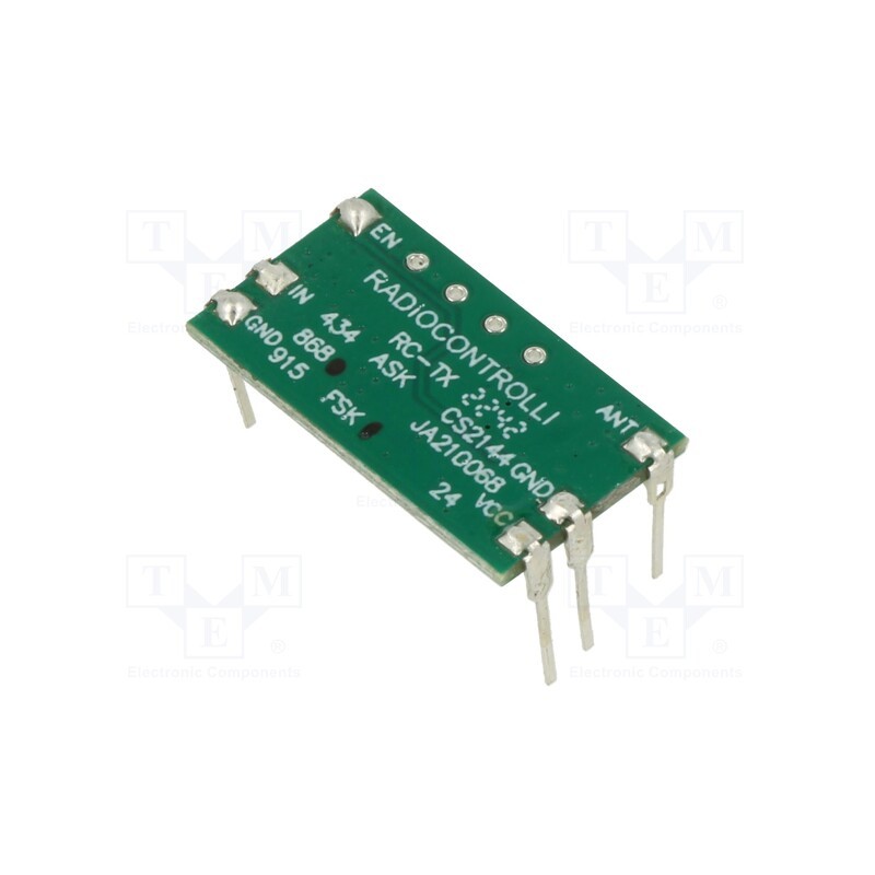 1 pcs x RADIOCONTROLLI - RC-TXFSK-868 - Module: RF, FM transmitter, FSK, 868.35MHz, 2.2÷3.6VDC, 10dBm, THT