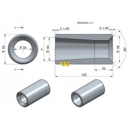 Front loader tine bush for 1200 round Warynski tine