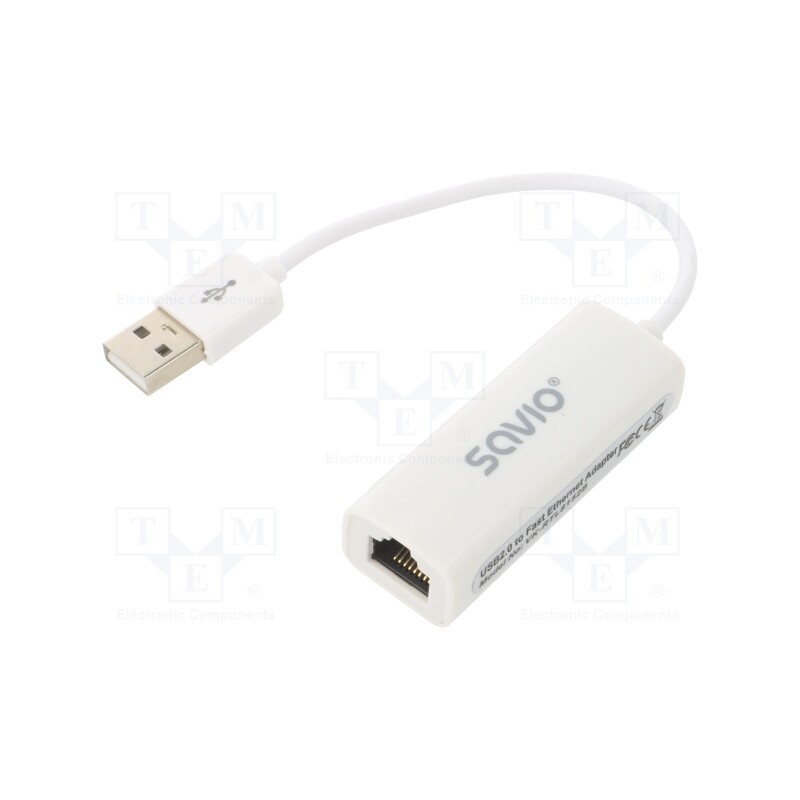 1 pcs x SAVIO - SAVKABELCL-24 - USB to Fast Ethernet adapter, USB 2.0, PnP, white
