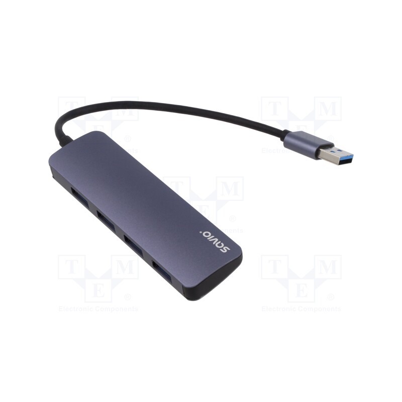 1 pcs x SAVIO - SAVAK-53 - Hub USB, USB A socket x4,USB A plug, USB 3.1, PnP, grey, 5Gbps