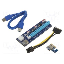 1 pcs x QOLTEC - 55501 - Riser, USB 3.0, blue, Application: Bitcoin Miner, 600mm