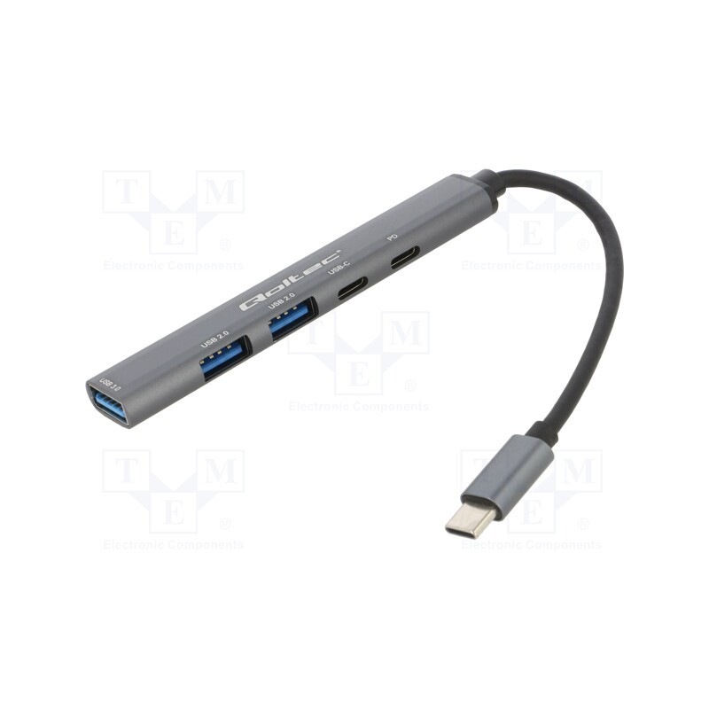 1 pcs x QOLTEC - 53790 - Hub USB, USB A socket x3,USB C socket x2,USB C plug, PnP, 5Gbps