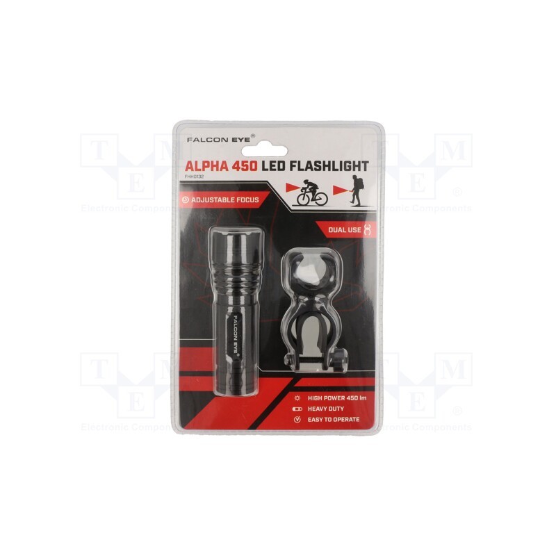 1 set x MACTRONIC - ALPHA 450 - Torch: LED, L: 103÷111mm, 450lm, Ø: 33.5mm, black, IP65