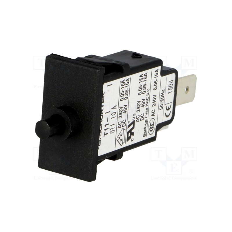 1 pcs x SCHURTER - 4400.003 - Circuit breaker, Urated: 240VAC, 48VDC, 10A, SPST, Poles: 1, SNAP-IN