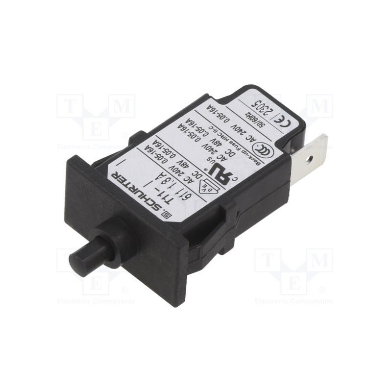 1 pcs x SCHURTER - 4400.0434 - Circuit breaker, Urated: 240VAC, 48VDC, 1.8A, SPST, Poles: 1, MCB