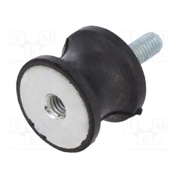 1 pcs x ELESA+GANTER - DVC.2-25-18-20-M6-18-55 - Vibration damper, M6, Ø: 25mm, rubber, L: 20mm, Thread len: 18mm