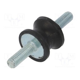 1 pcs x ELESA+GANTER - DVC.1-20-14-15-M6-18-40 - Vibration damper, M6, Ø: 20mm, rubber, L: 15mm, Thread len: 18mm
