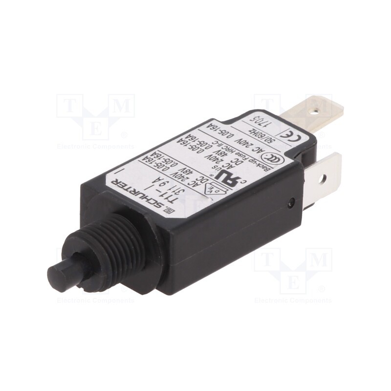 1 pcs x SCHURTER - 4400.0722 - Circuit breaker, Urated: 240VAC, 48VDC, 9A, SPST, Poles: 1, screw