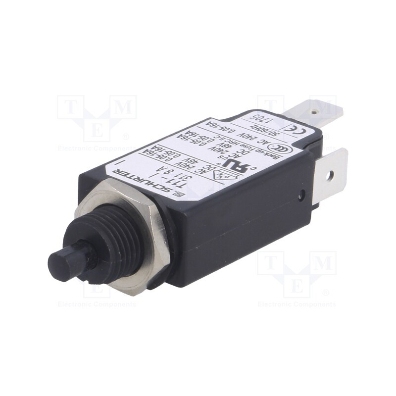 1 pcs x SCHURTER - 4400.0401 - Circuit breaker, Urated: 240VAC, 48VDC, 8A, SPST, Poles: 1, screw