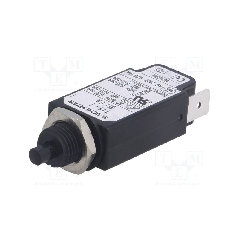 1 pcs x SCHURTER - 4400.03 - Circuit breaker, Urated: 240VAC, 48VDC, 6A, SPST, Poles: 1, screw