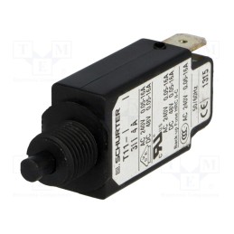 1 pcs x SCHURTER - 4400.029 - Circuit breaker, Urated: 240VAC, 48VDC, 4A, SPST, Poles: 1, screw