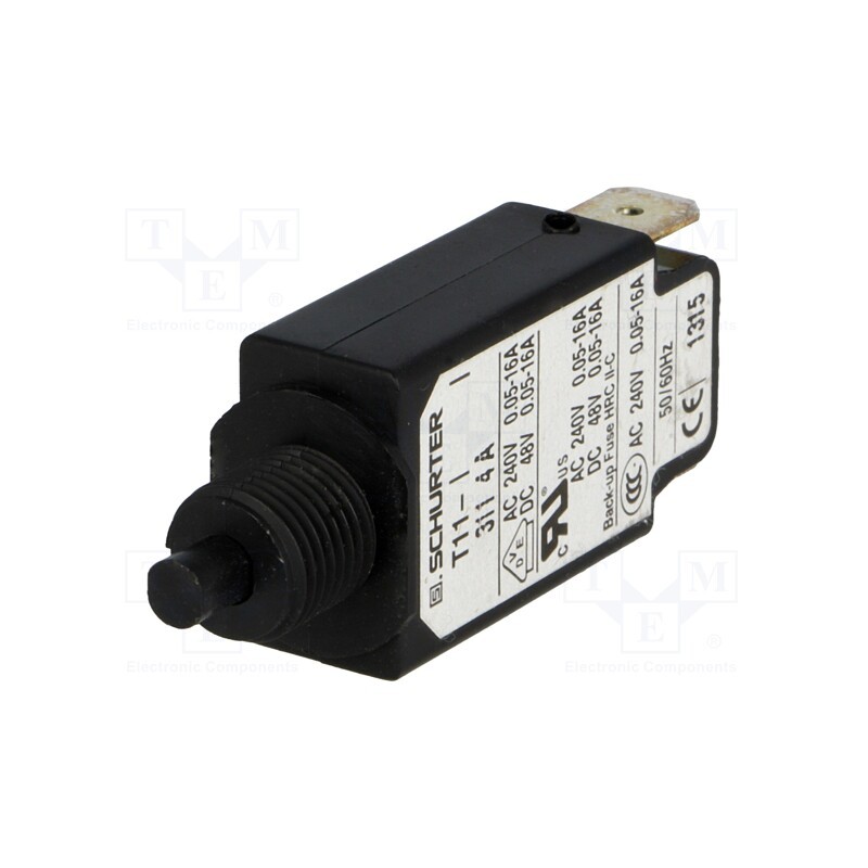 1 pcs x SCHURTER - 4400.029 - Circuit breaker, Urated: 240VAC, 48VDC, 4A, SPST, Poles: 1, screw