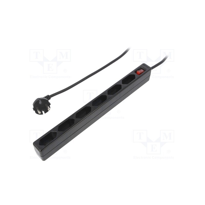 1 pcs x LOGILINK - LPS232B - Plug socket strip: supply, Sockets: 6, 250VAC, 15A, black, 1.5m