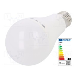 1 pcs x V-TAC - SKU 159 - LED lamp, warm white, E27, 220/240VAC, 1250lm, P: 15W, 200°, 3000K