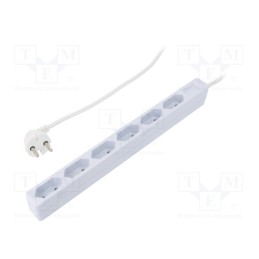 1 pcs x LOGILINK - LPS231 - Plug socket strip: supply, Sockets: 6, 250VAC, 15A, white, 1.5m