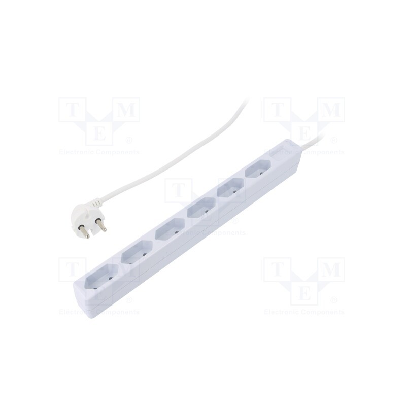 1 pcs x LOGILINK - LPS231 - Plug socket strip: supply, Sockets: 6, 250VAC, 15A, white, 1.5m