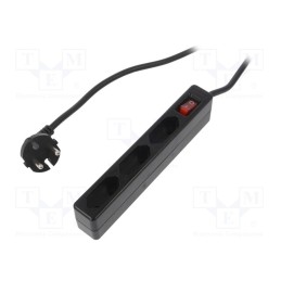 1 pcs x LOGILINK - LPS230B - Plug socket strip: supply, Sockets: 3, 250VAC, 7.5A, black, 1.5m