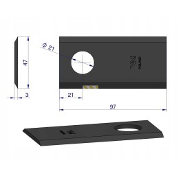 Lawn mower blade 97x47x3mm hole 21 sip Warynski