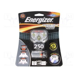 1 set x ENERGIZER - VISION HD+ FOCUS - Torch: LED headtorch, waterproof, 6h, 250lm, grey, HEADLIGHT
