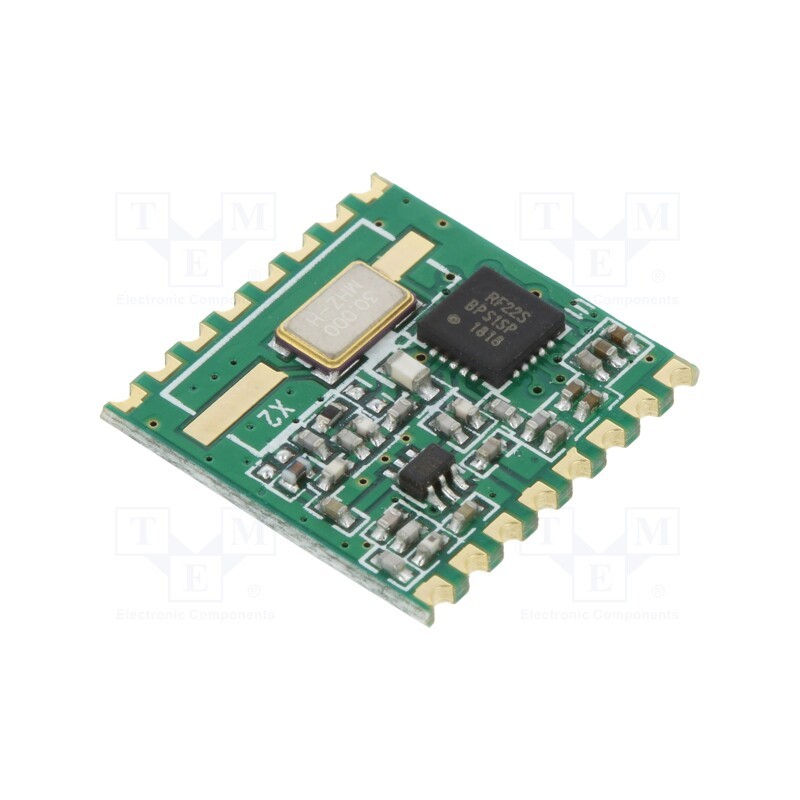 1 pcs x HOPE MICROELECTRONICS - RFM22B-433S2 - Module: RF, FM transceiver, FSK, 433.92MHz, SPI, -121dBm, 20dBm, SMD
