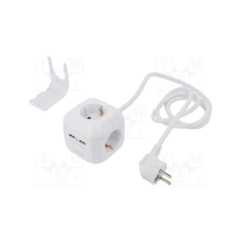 1 pcs x LOGILINK - LPS227 - Plug socket strip: supply, Sockets: 6, 250VAC, 16A, white, 1.4m