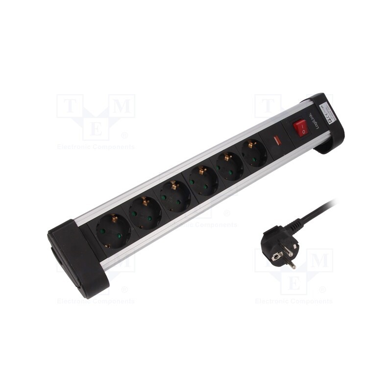 1 pcs x LOGILINK - LPS215 - Plug socket strip: protective, Sockets: 6, 250VAC, 16A, 1.4m