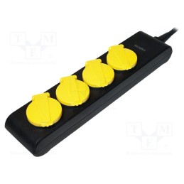 1 pcs x LOGILINK - LPS212 - Plug socket strip: supply, Sockets: 4, 230VAC, 16A, black,yellow