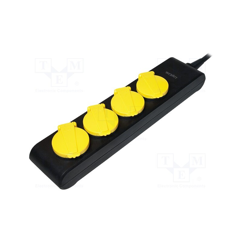 1 pcs x LOGILINK - LPS212 - Plug socket strip: supply, Sockets: 4, 230VAC, 16A, black,yellow