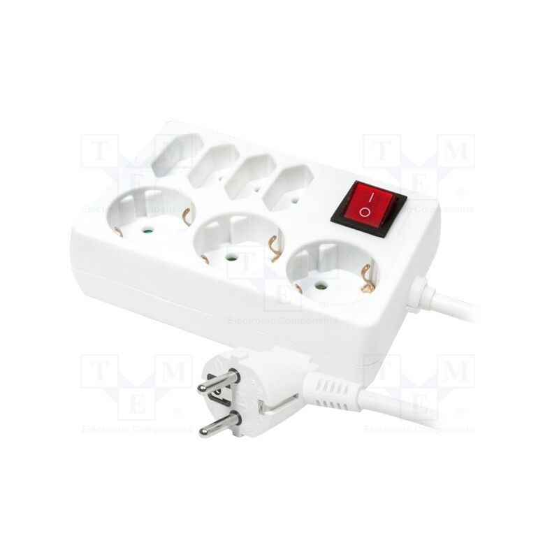 1 pcs x LOGILINK - LPS210 - Plug socket strip: supply, Sockets: 7, 230VAC, 16A, white, 5m, IP20