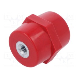 1 pcs x MOREK - MIA2505H19 - Support insulator, L: 25mm, Ø: 15mm, Uoper: 600V, UL94V-0, Body: red