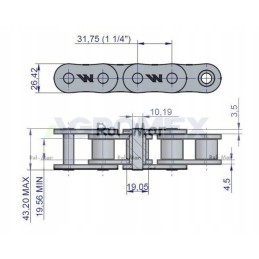 Roller chain 20b 1 r1 1 1 4 5 m Warynski