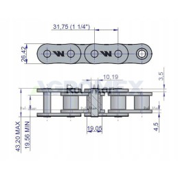Roller chain 20b 1 r1 1 1 4 5 m Warynski