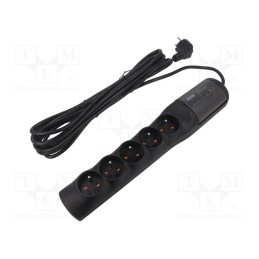 1 pcs x HSK DATA - ACAR W2341 5 - Plug socket strip: protective, Sockets: 5, 250VAC, 10A, black