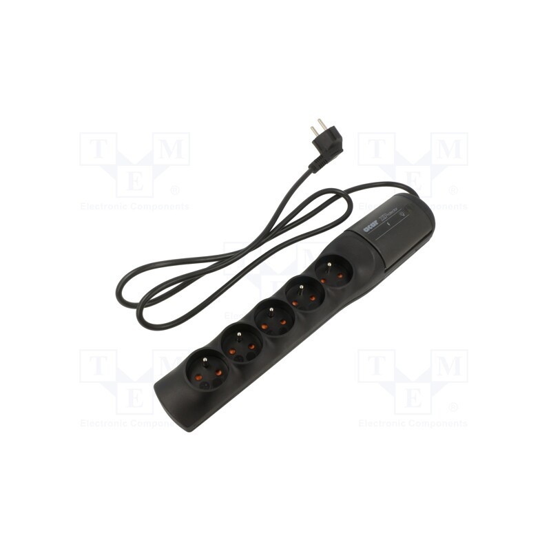 1 pcs x HSK DATA - ACAR W2340 3 - Plug socket strip: protective, Sockets: 5, 250VAC, 10A, black