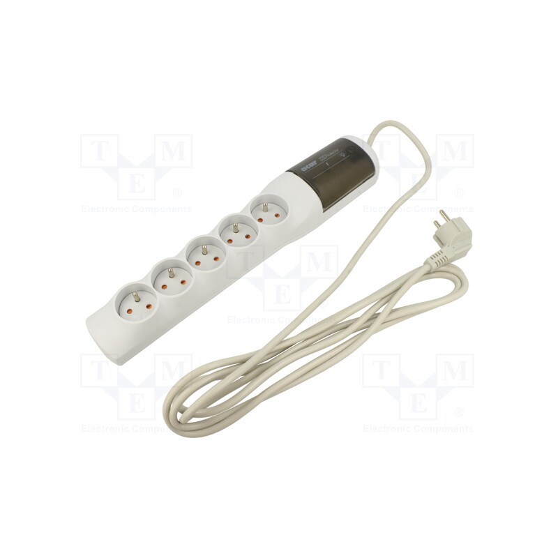 1 pcs x HSK DATA - ACAR W2339 1.5 - Plug socket strip: protective, Sockets: 5, 250VAC, 10A, black