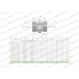 Metric hydraulic connector bb m52x2 42l x g w