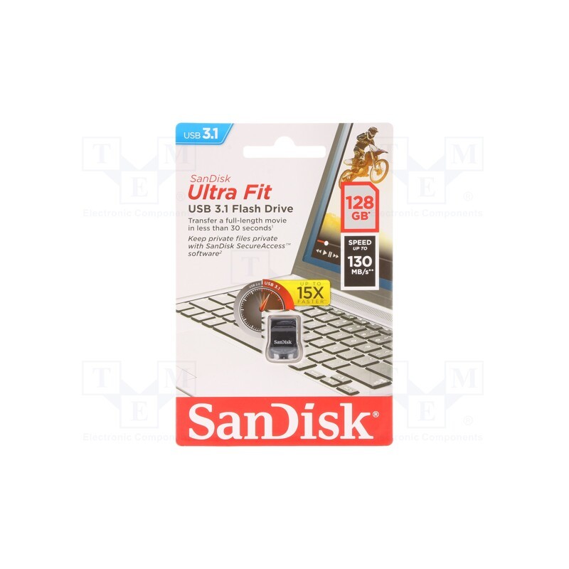 1 pcs x SANDISK - SDCZ430-128G-G46 - Pendrive, USB 3.2, 128GB, R: 130MB/s, USB A, ULTRA FIT