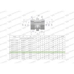 Metric hydraulic connector bb m30x2 22l x g w