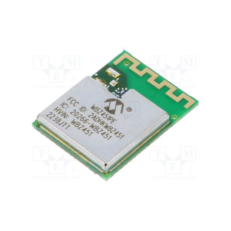 1 pcs x MICROCHIP TECHNOLOGY - WBZ451PE-I - Module: Bluetooth Low Energy, SMD, 5.2, Class: 5.2, 2.4GHz