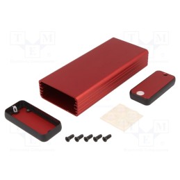 1 pcs x HAMMOND - 1455C1201RD -AS - Enclosure: with panel, 1455, X: 54mm, Y: 120mm, Z: 23mm, aluminium