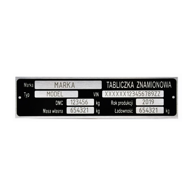 Nameplate 148x38mm, marking included in the price