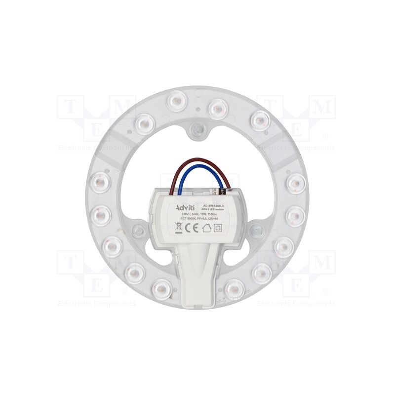 1 pcs x ADVITI - AD-SW-6249L3 - Lamp: LED light panel, 3000K, 137mm, 230VAC, 12W, 1100lm, CRImin: 80