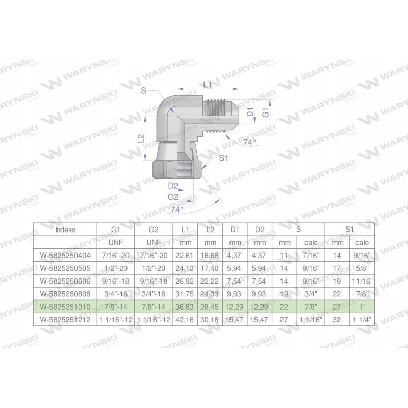 Hydraulic elbow inch ab 7 8 unf jic